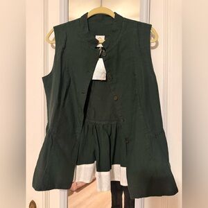 Son de flor evergreen peplum vest size L nwt
